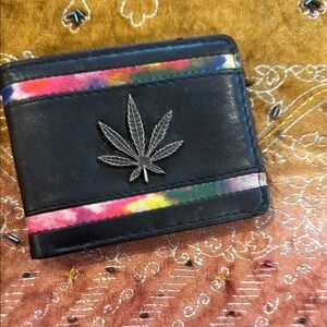 Black and Multicolor Leaf Wallet